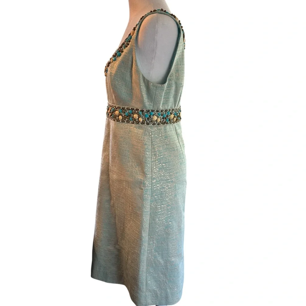 Vintage Lilly Pulitzer Light Blue Metallic Dress Gem Stone Embroidered Size 8 - Picture 2 of 6